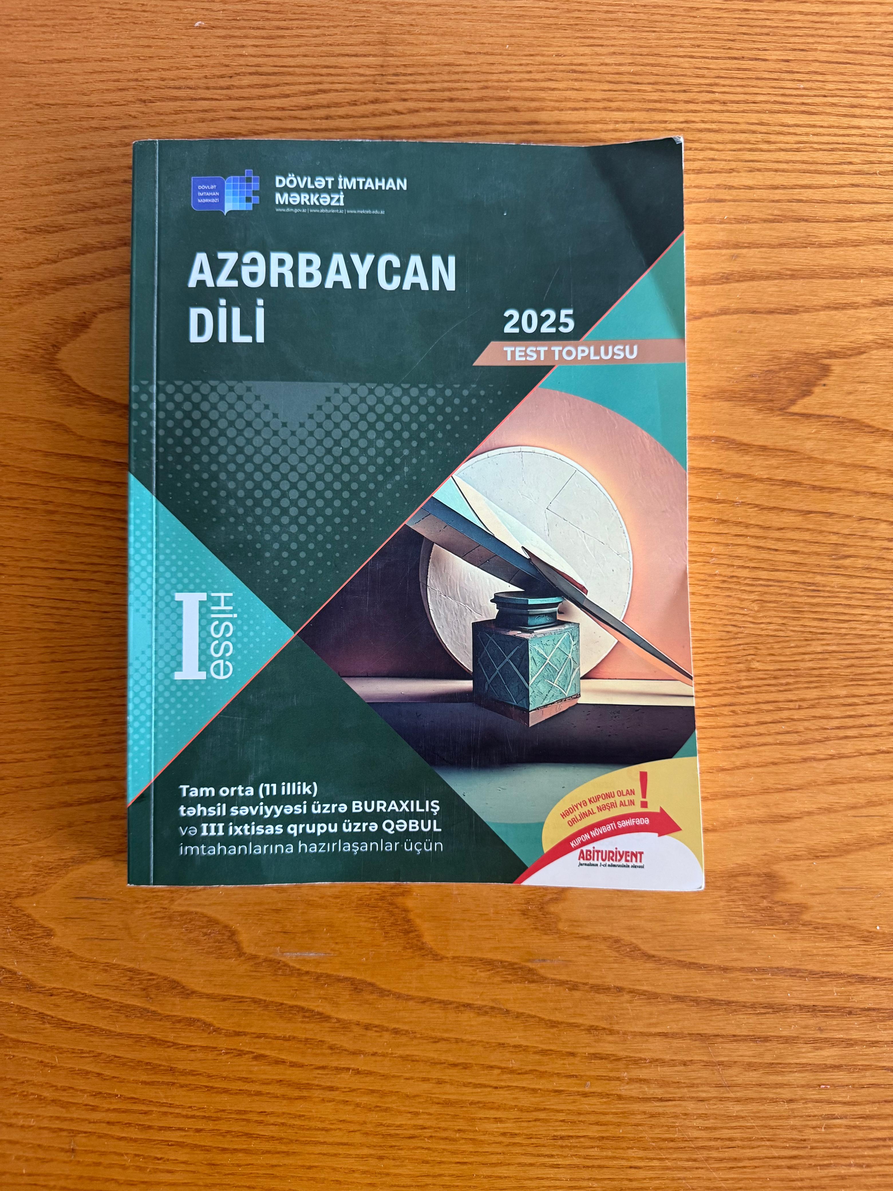 Azərbaycan dili – 2025 Test Toplusu, I hissə